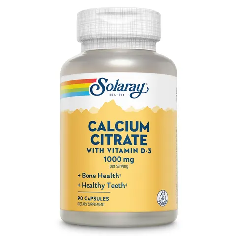 Solaray Calcium Citrate with Vitamin D3 90 Caps – image 1