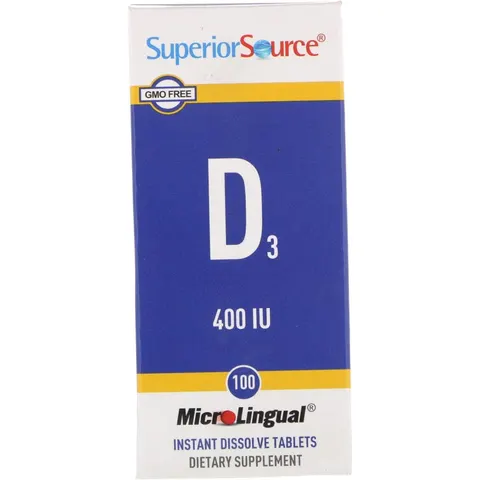 Superior Source, D3, 400 IU, 100 MicroLingual Instant Dissolve Tablets – image 1