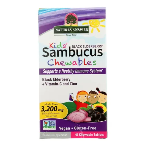 Nature's Answer, Kid's Sambucus Chewables, Black Elderberry, 45 Chewable Tablets – image 1