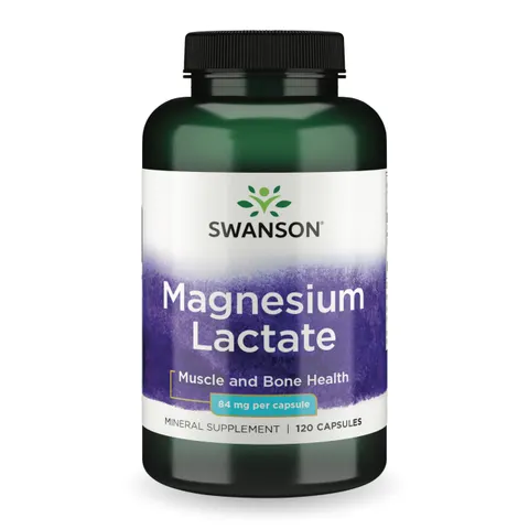 Swanson Magnesium (Lactate), 84mg - 120 caps – image 1