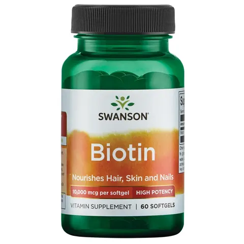 Swanson, Biotin, 10,000 mcg, 60 Softgels – image 1