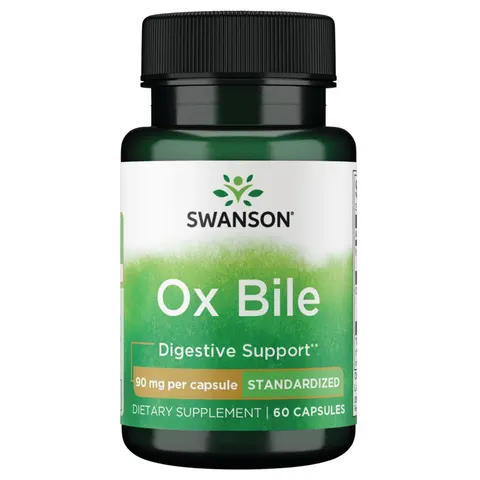 SWANSON Ox Bile, 90 mg, 60 Capsules, with Iron – image 1