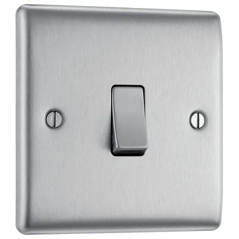 BG Nexus 20A Single Wall Light Switch 2 Way - Brushed Steel – image 1