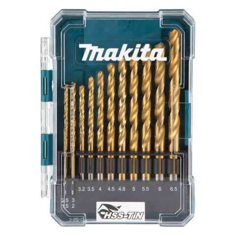 Makita 13 Piece HSS TiN Drill Bit Set – image 1