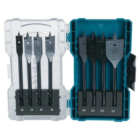 Makita 8 Piece Flat Spade Wood Drill Bit Set – image 1