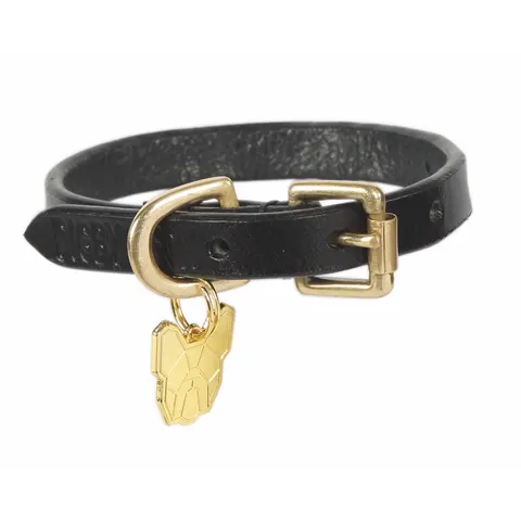 Shires Digby & Fox Flat Leather Dog Collar - Black / M – image 1