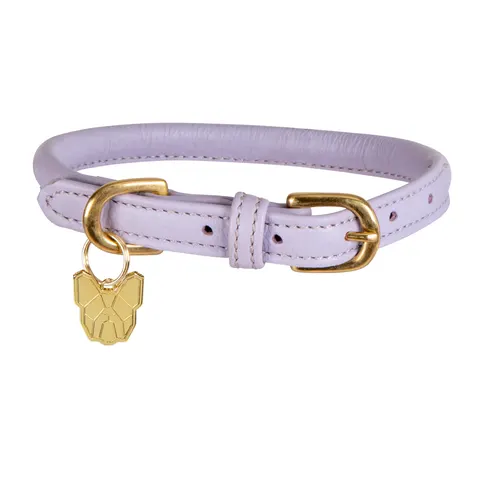 Shires Digby & Fox Rolled Leather Dog Collar - Lilac / M – image 1