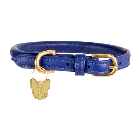 Shires Digby & Fox Rolled Leather Dog Collar - Navy / M – image 1