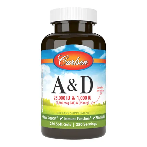 Carlson, Vitamin A & D, 250 Soft Gels – image 1