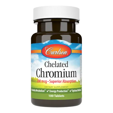 Carlson, Chelated Chromium, 200 mcg, 100 Tablets – image 1