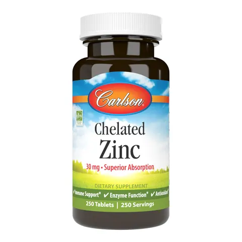 Carlson Labs, Chelated Zinc, 30 mg, 250 Tablets – image 1