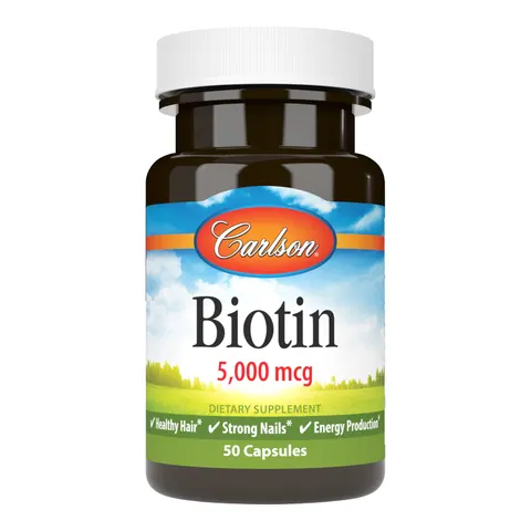 Carlson, Biotin, 5,000 mcg, 50 Capsules – image 1