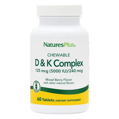 NaturesPlus, Chewable D & K Complex, Mixed Berry, 60 Tablets – image 1