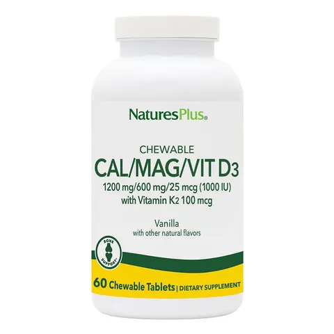 Natures Plus CAL/MAG/ WITH VIT D & K2 VANILLA CHEW 60 – image 1