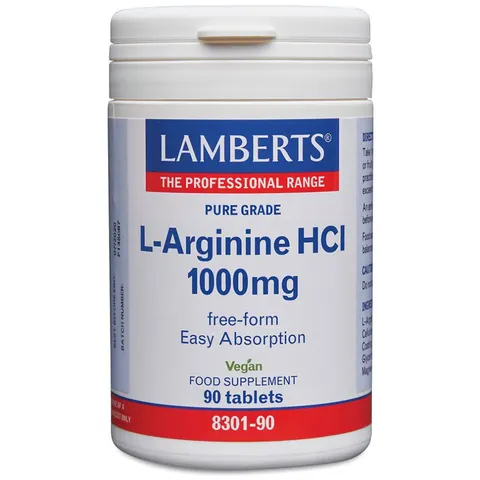 Lamberts L-Arginine HCl 1000mg 90 tablets – image 1