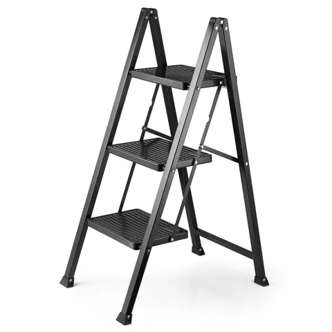 VonHaus 3 Tread Slimline Foldable Step Ladder – image 1