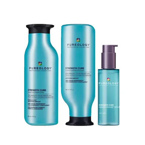 Pureology Strength Cure Shampoo, Conditioner, and Serum Routine for Da – image 1