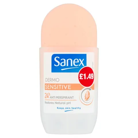 Sanex Roll On Deodorant Sensitive 50ml (Pack of 6) – image 1