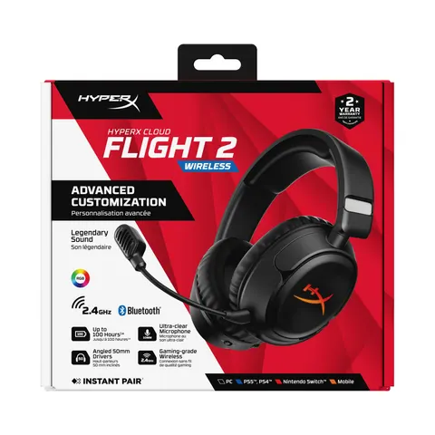 HYPERX CLOUD FLIGHT 2 CUFFIE WIRELESS, Nero – immagine 1