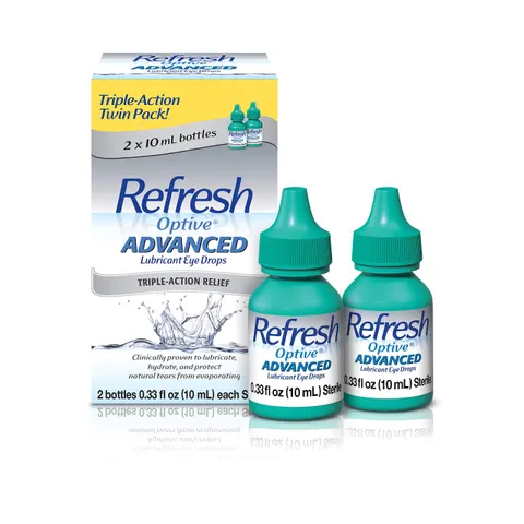 Refresh Optive Lubricant Eye Drops Advanced, 0.33 fl. Oz. bottles 2 Pk – image 1