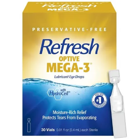 Refresh Optive Mega-3 Lubricant Eye Drops Non-Preserved Tears, 30 Single-Use Containers, 0.01 fl oz (0.4 mL) – image 1