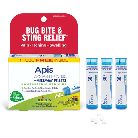 Boiron, Apis Meltaway Pellets, 3 Tubes, 80 Pellets Each – image 1