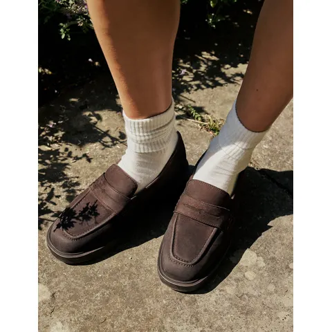 Brown Suede Chunky Loafers – Brown 40 – image 1