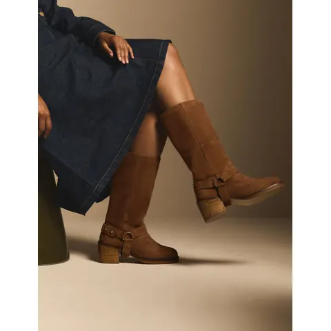 Tan Suede Buckled Boots – Brown 37 – image 1