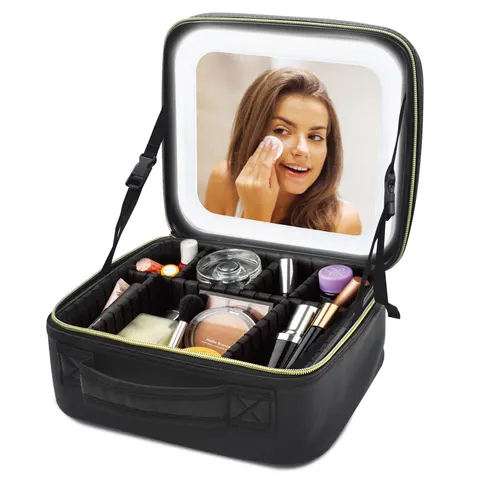 Cosmetic Makeup Vanity Travel Case With LED Mirror – image 1