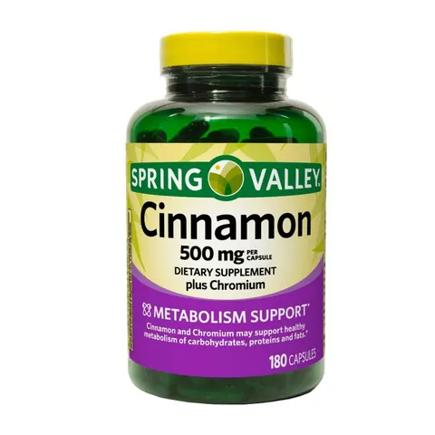 Spring Valley Cinnamon Plus Chromium Capsules, 500 mg, 180 Count – image 1