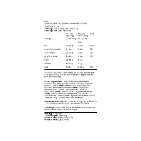 BSN SUPPLEMENTS Syntha-6 2270 Grammi – 983103 – immagine 1
