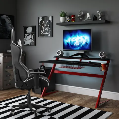 Aries Gaming Desk in Black / Red – image 1