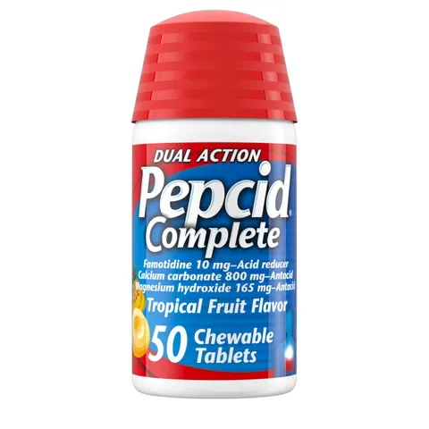 Pepcid Complete Acid Reducer + Antacid Chews, Tropical Fruit, 50 ct – image 1