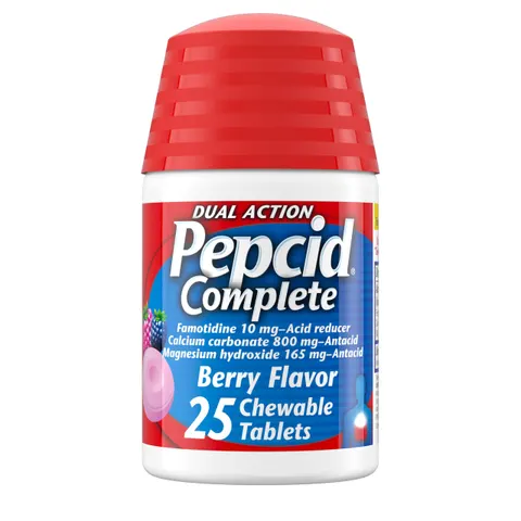 Pepcid Complete Berry Chewable Tablets | Dual-Action Acid Reducer & Antacid – image 1