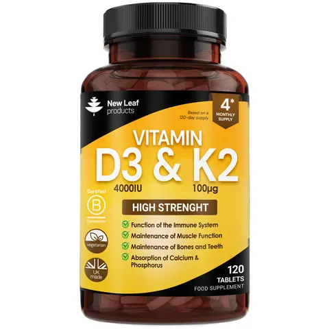 Vitamin D3 & K2 Tablets D3 4000iu & K2 100mcg – image 1