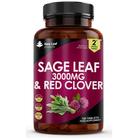 Sage Leaf & Red Clover Tablets 3000mg Vegan Tablets – image 1
