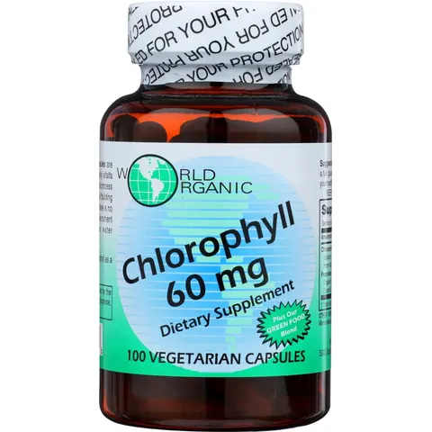 World Organic, Chlorophyll, 60 mg, 100 Capsules – image 1