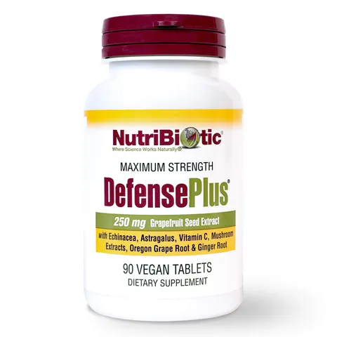 NutriBiotic, DefensePlus, Maximum Strength, 90 Vegan Tablets – image 1