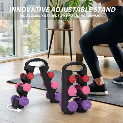Portable 6‑Piece Dumbbell Set with Rotating Stand – image 1