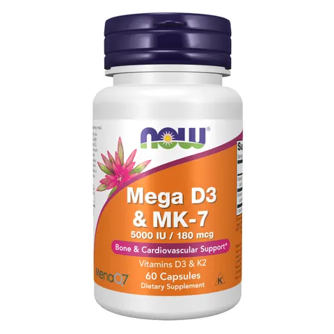 NOW Foods Mega D-3 & MK-7 - 60 vcaps – image 1
