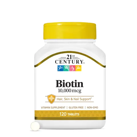 21st Century, Biotin, 10,000 mcg, 120 Tablets – image 1