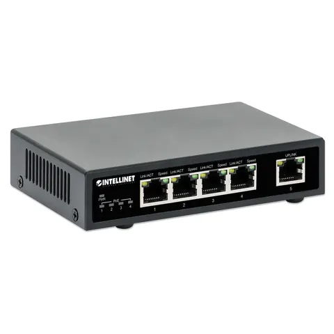 INTELLINET INT 561839 - Switch, 5 puertos, Gigabit Ethernet, PoE+ – imagen 1