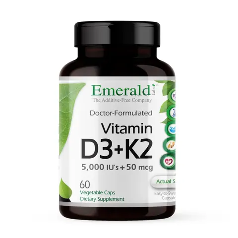 Emerald Laboratories, Vitamin D3 + K2, 60 Vegetable Caps – image 1