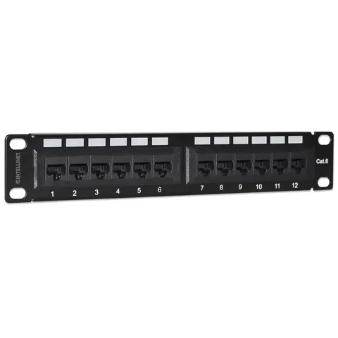 Intellinet Patch Panel. Cat6. 10". UTP. 1U. 12-Port. Black – image 1
