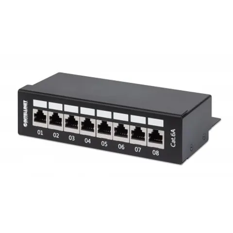 INTELLINET 8-Port Cat6a Patchpanel FTP Desktop schwarz – Bild 1