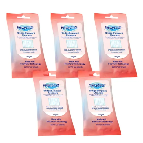 Proxysoft Dental Floss for Bridges and Implants – 5 Packs with Threaders – image 1