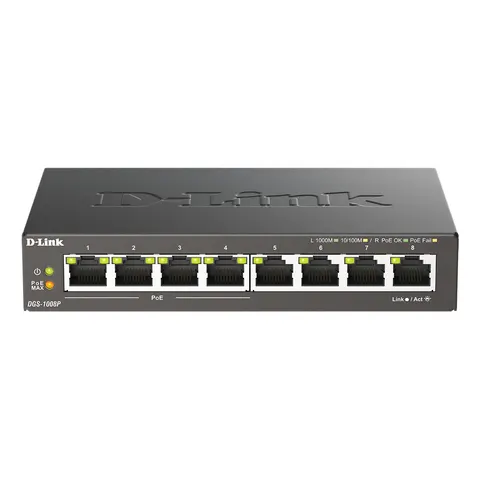 D-Link 8-Port Gigabit PoE Unmanaged Desktop Switch – DGS1008PB – image 1