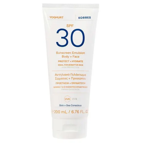 200ml KORRES Yoghurt Sunscreen Emulsion Body + Face SPF 30 – immagine 1
