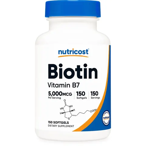 Nutricost, Biotin, 5,000 mcg, 150 Softgels – image 1