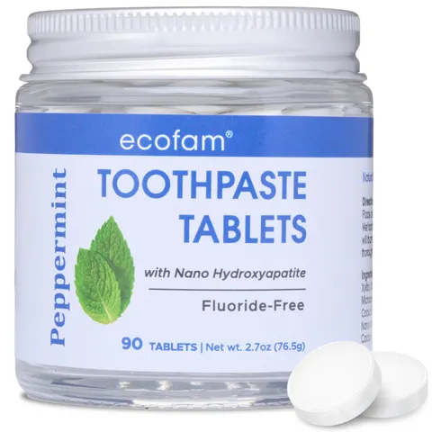 Toothpaste Tablets – Peppermint | Nano Hydroxyapatite Toothpaste Tablets Chewable | Fluoride Free l 90 Tabs – image 1
